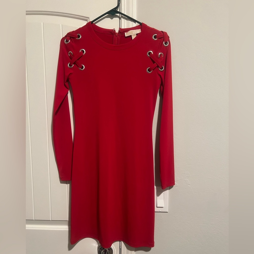 Michael Kors red lace up grommet dress.